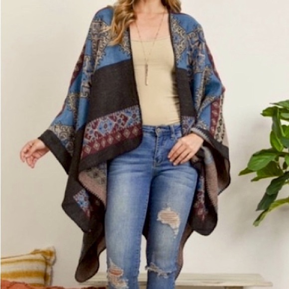 ✌🏼 #1330 Cozy Western Style Must Have Poncho - Picture 7 of 16